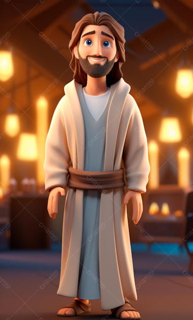 Personagem de desenho animado 3d de jesus cristo