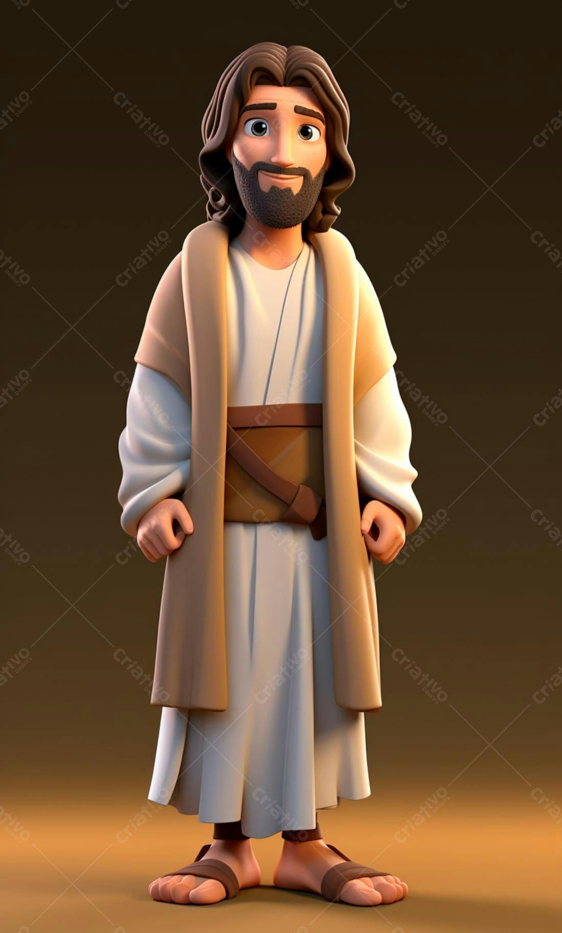Jesus desenho animado tons terrosos