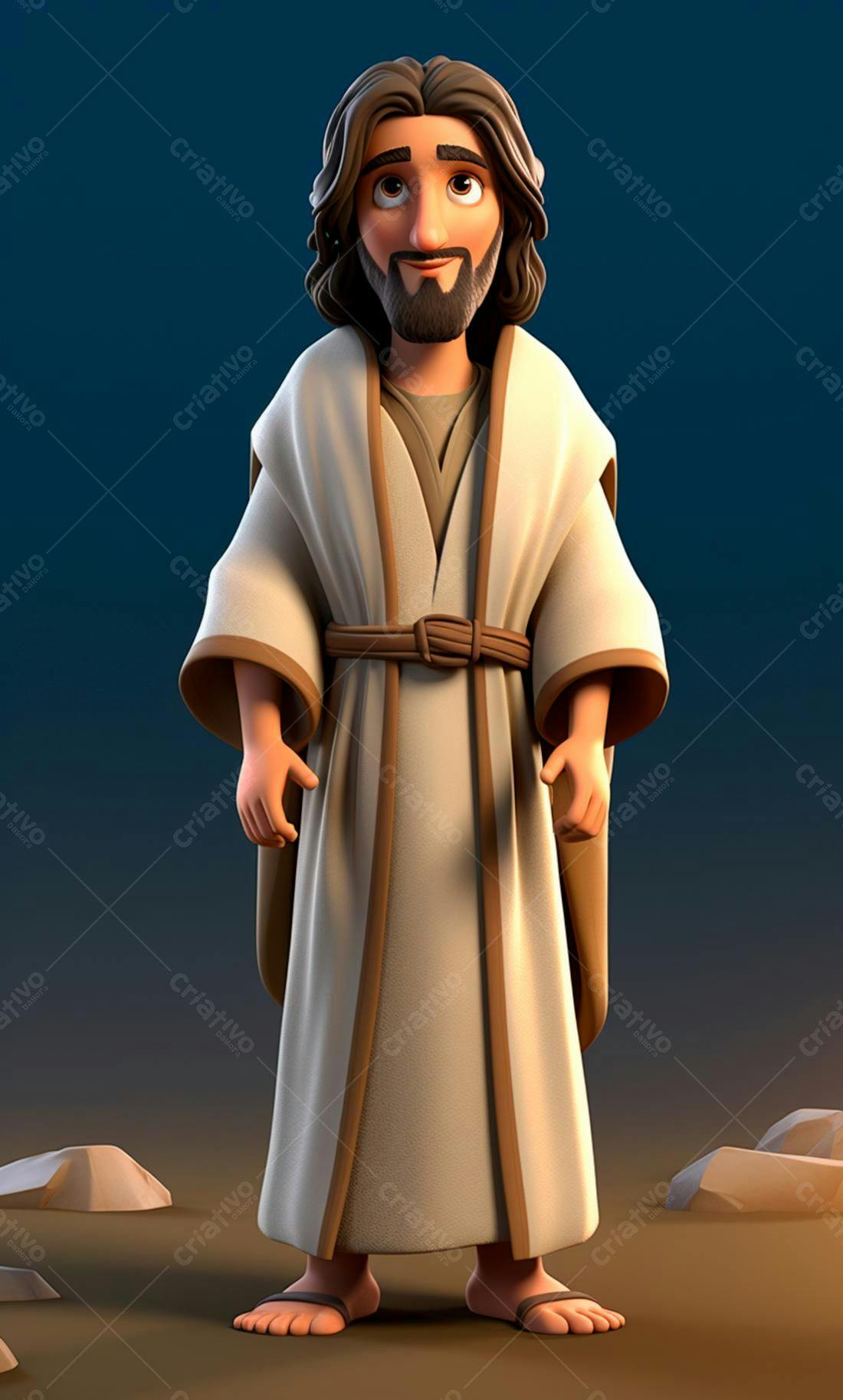 Jesus Cristo desenho animado tons areia