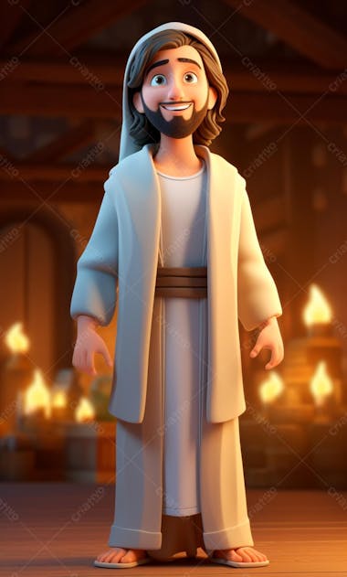 Personagem de desenho animado 3d de jesus cristo