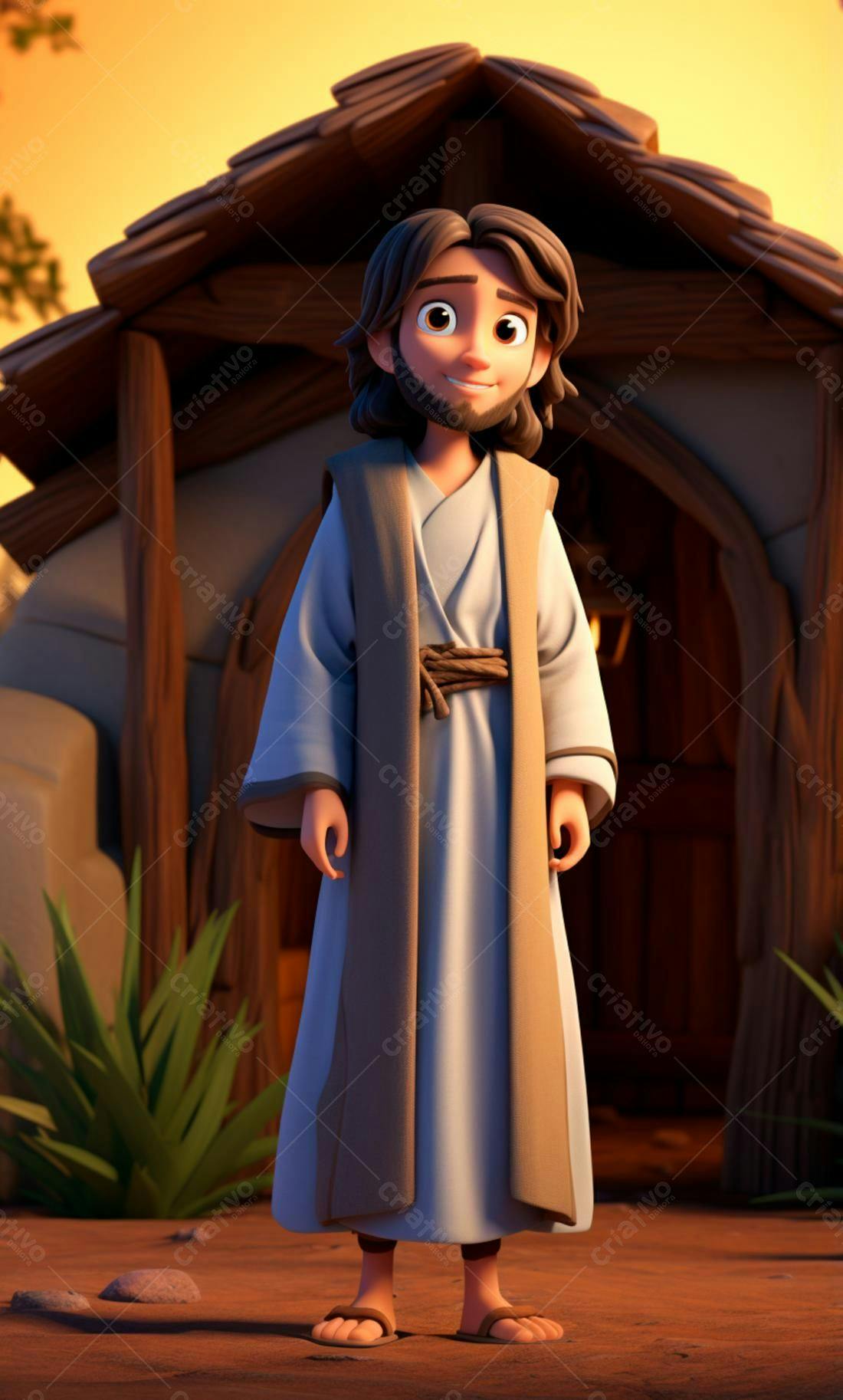 Jesus desenho animado vestindo túnica