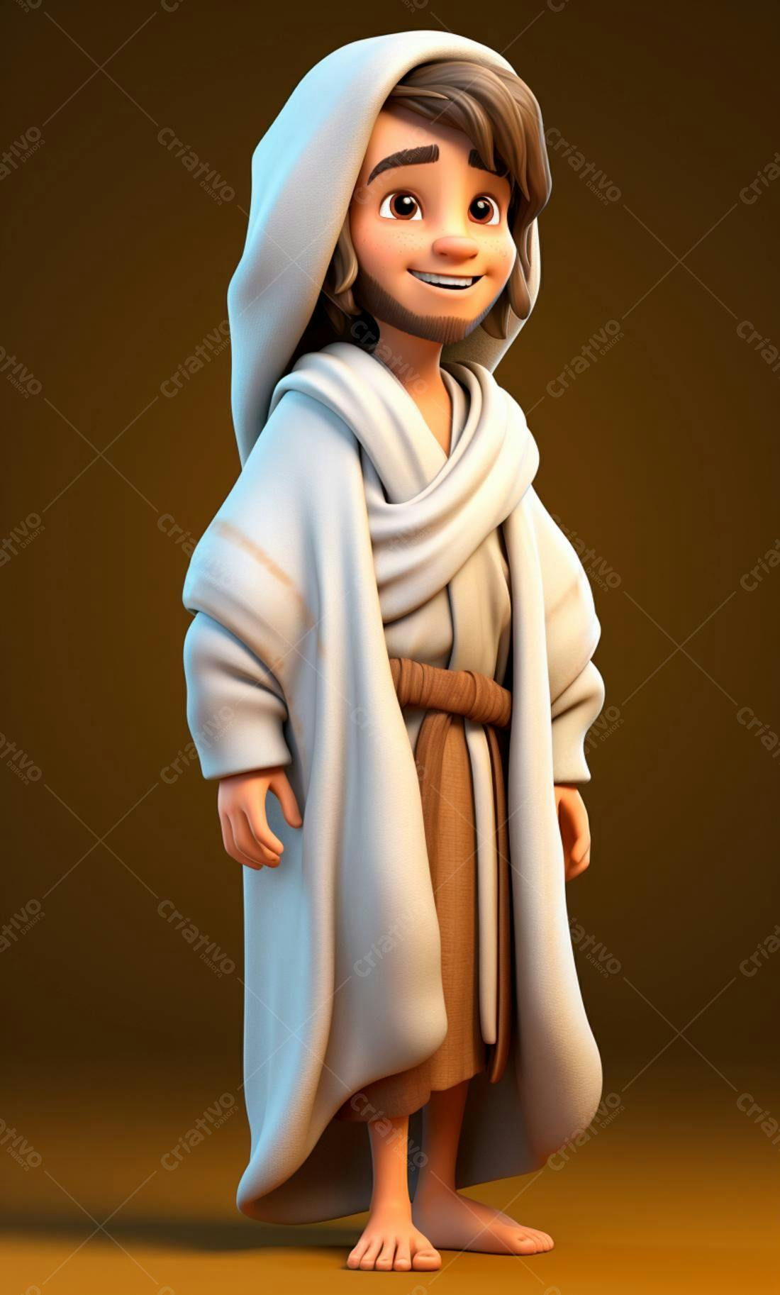 Jesus Cartoon Ilustração 3D