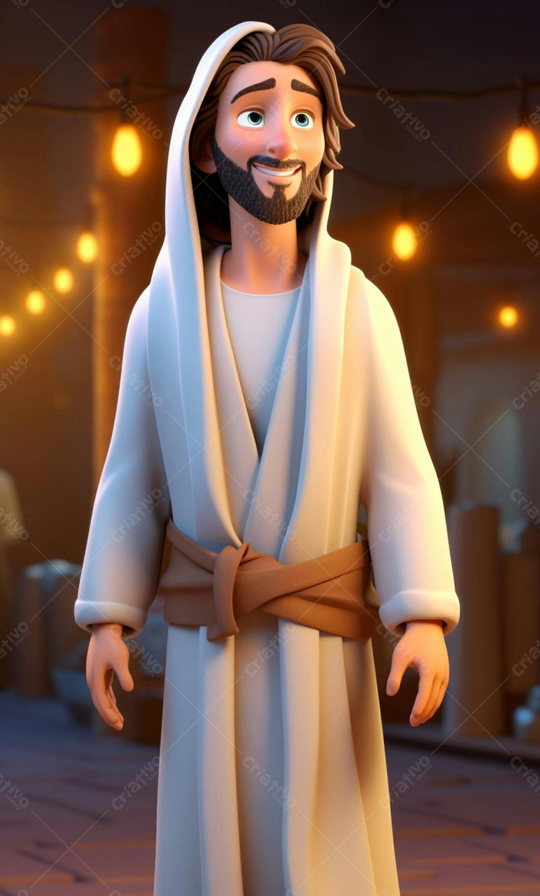 Jesus Cristo desenho animado sorrindo