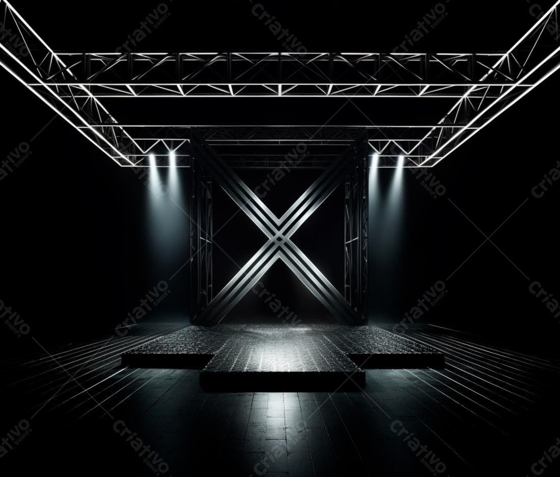 Palco Metálico Iluminado em Escuridão
