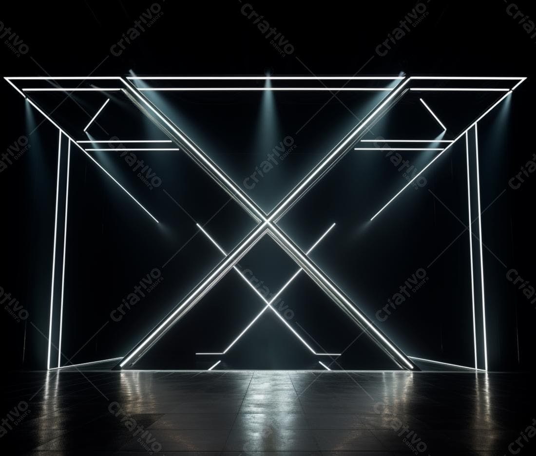 Cenário futurista com luzes neon