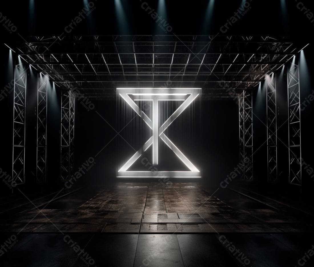 Logo iluminada em palco escuro