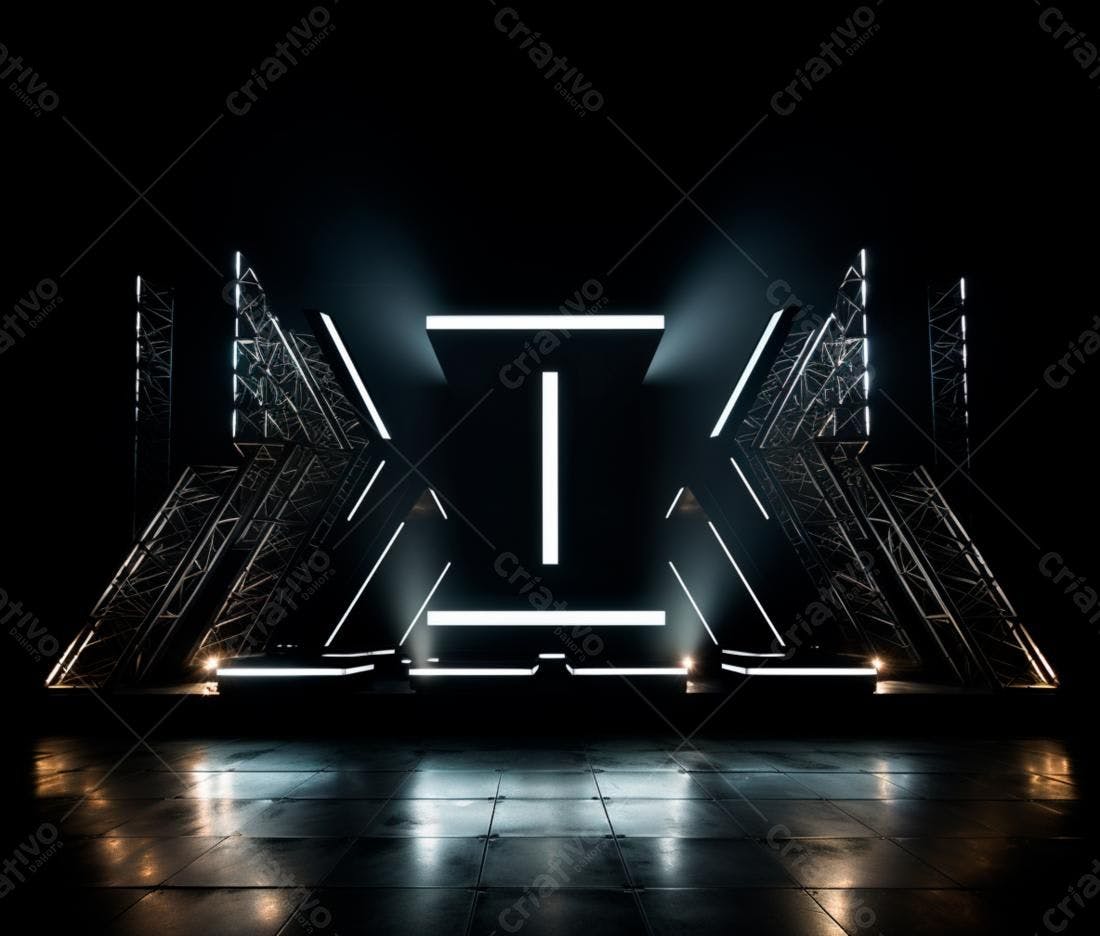 Palco iluminado com estrutura metálica moderna