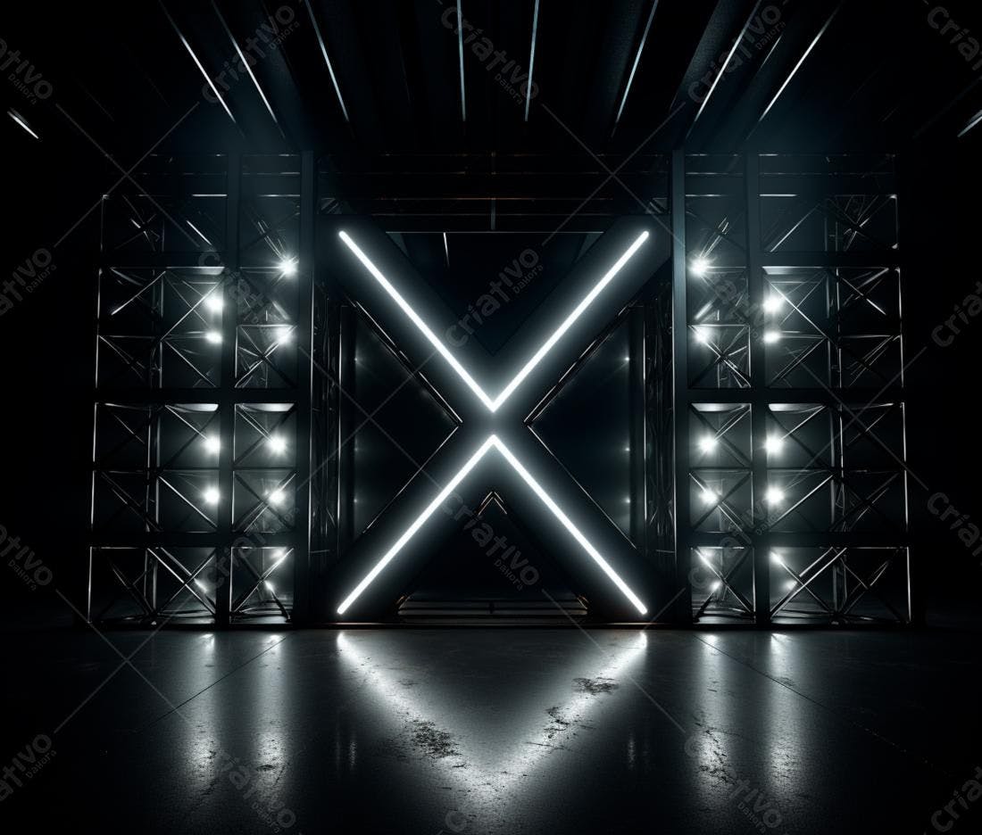 Instalação de Luz Neon em X Preto e Branco