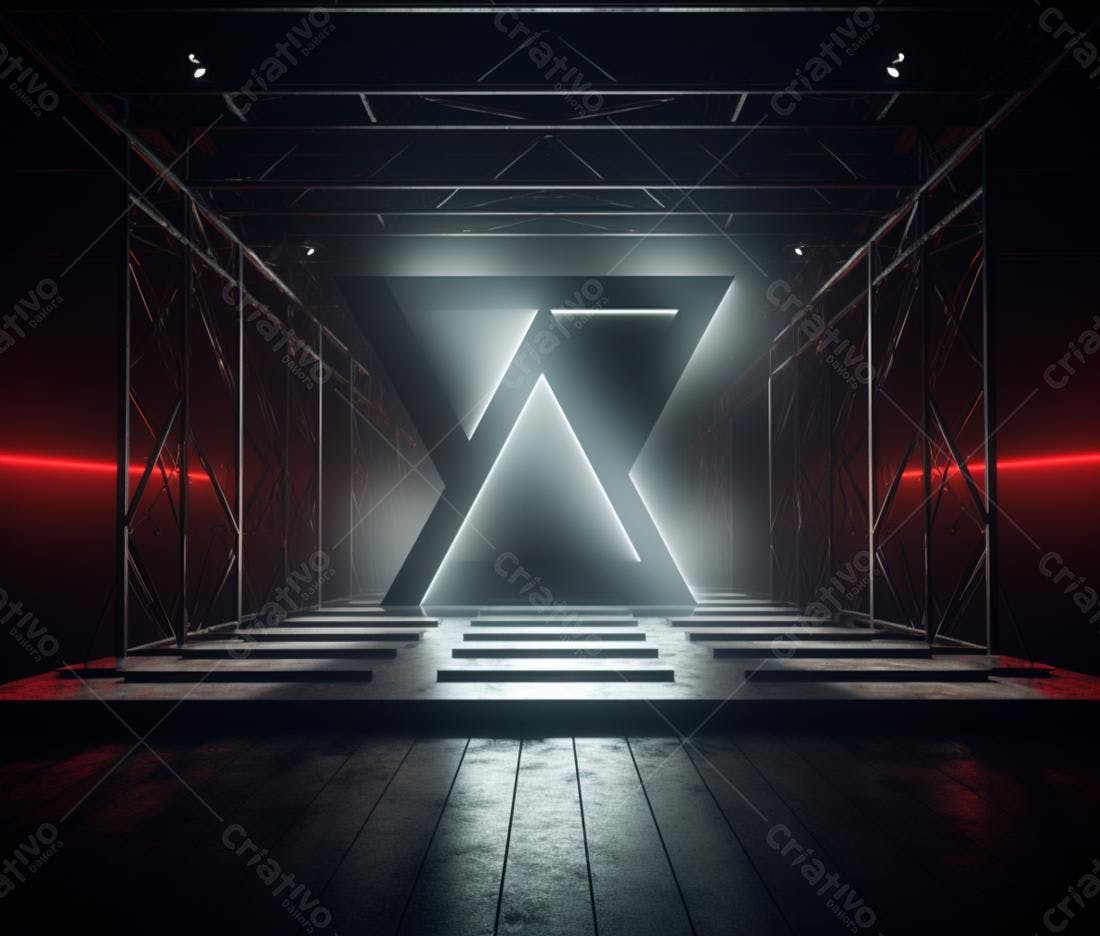 Instalação de arte abstrata com iluminação neon