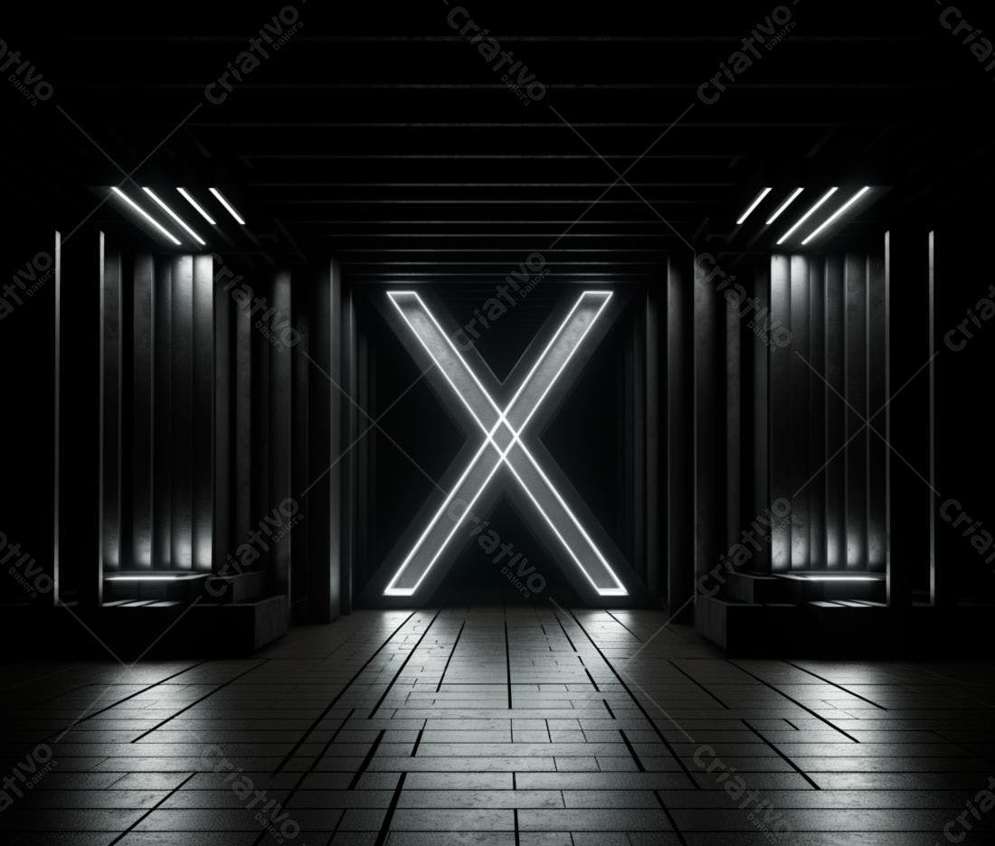 Ambiente Escuro com Letra X em Neon