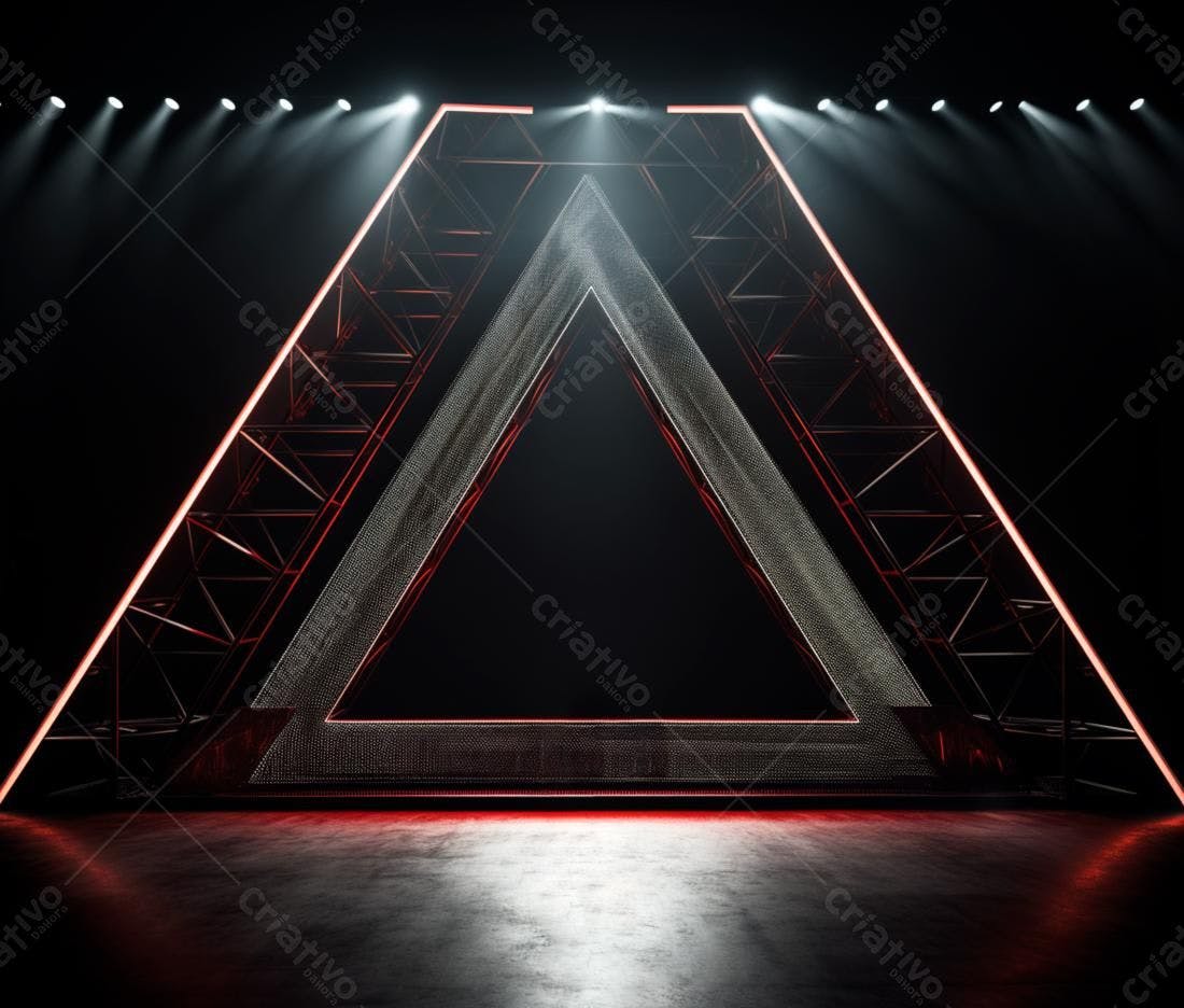 Palco triangular com iluminação vermelha