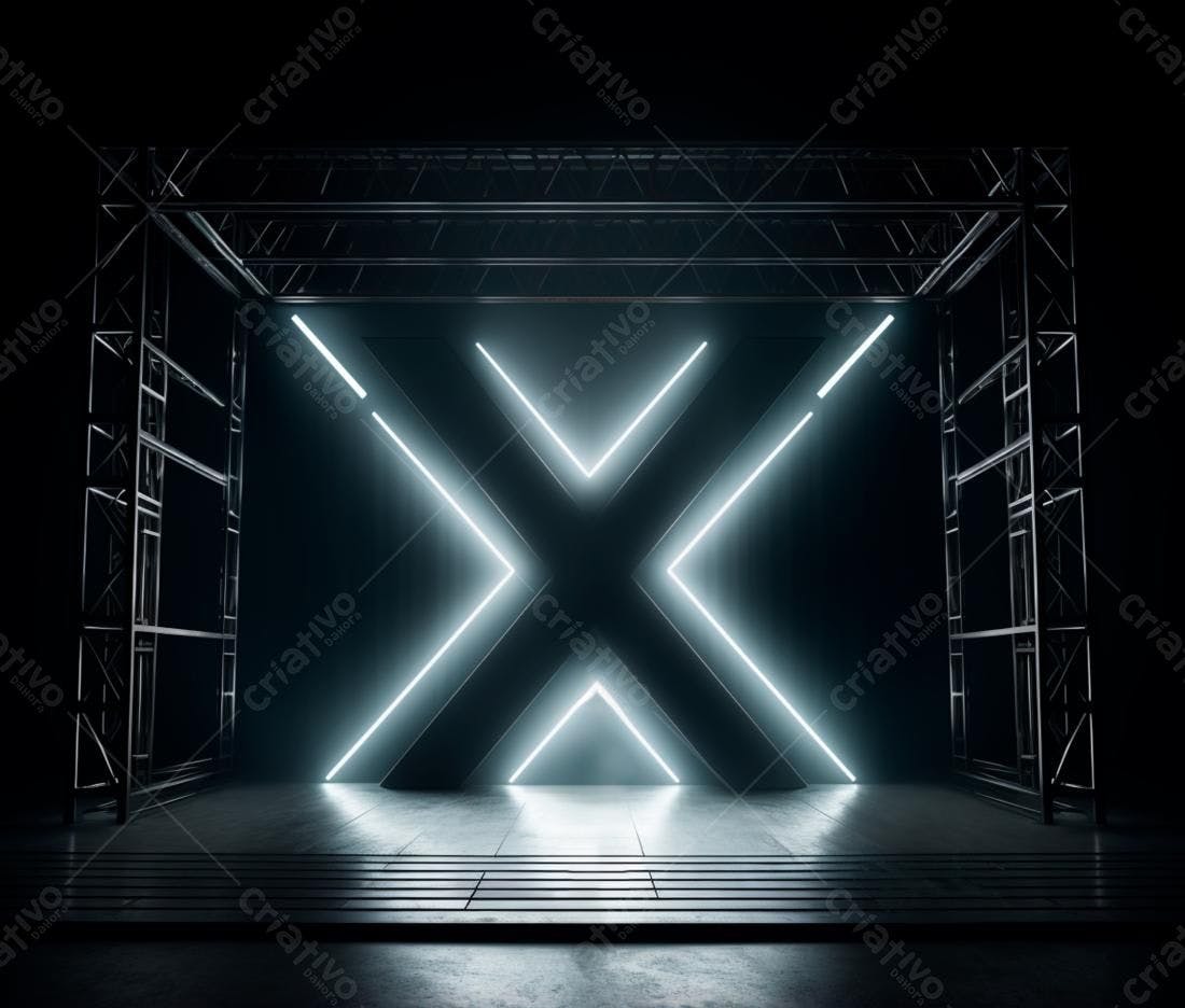 Palco com iluminação neon em X