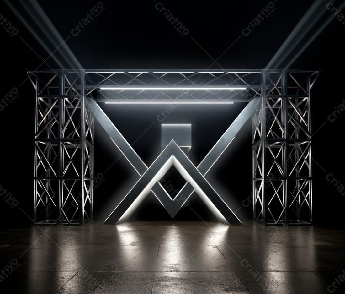 Palco metálico com iluminação futurista