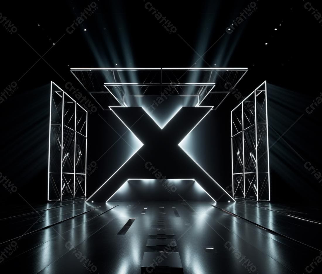 Palco com iluminação neon em X
