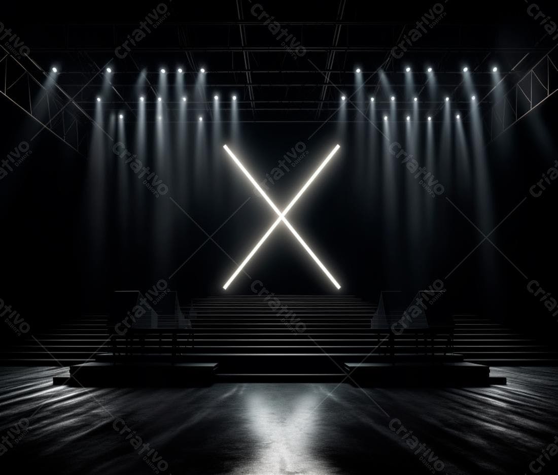 Palco com iluminação dramática em X