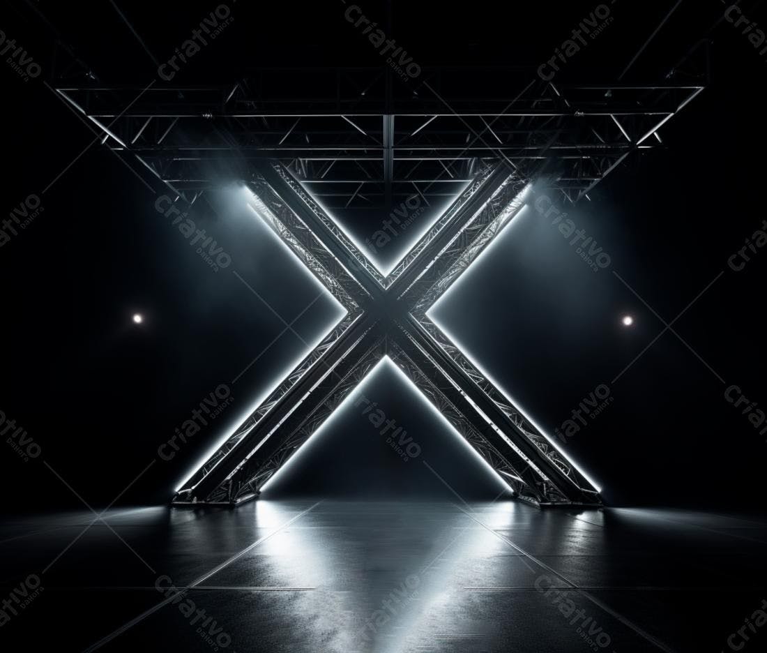 Estrutura metálica iluminada em X