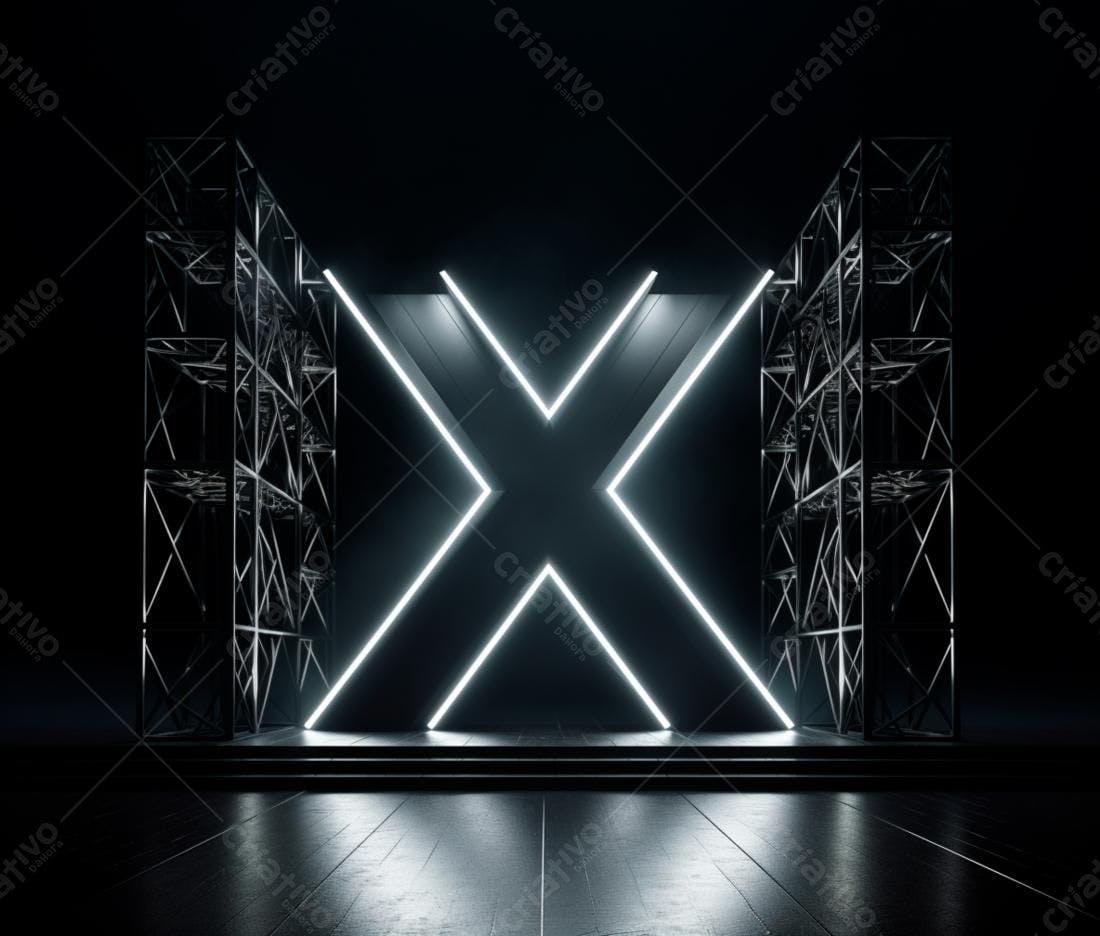 Letras de néon X em palco escuro