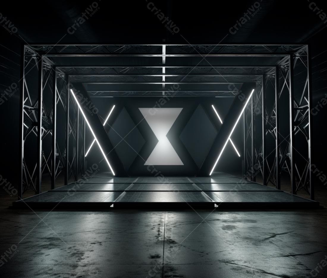 Palco futurista com iluminação neon