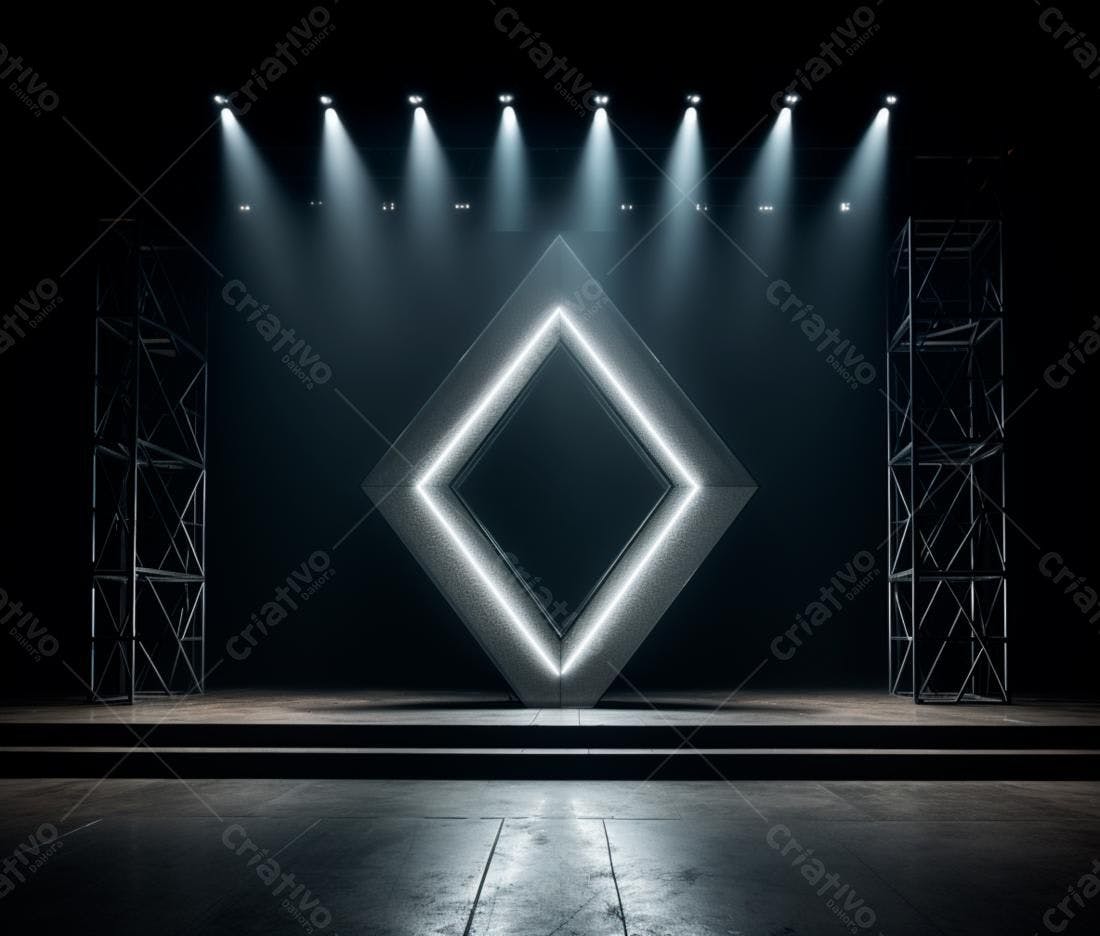 Palco com moldura de luz neon
