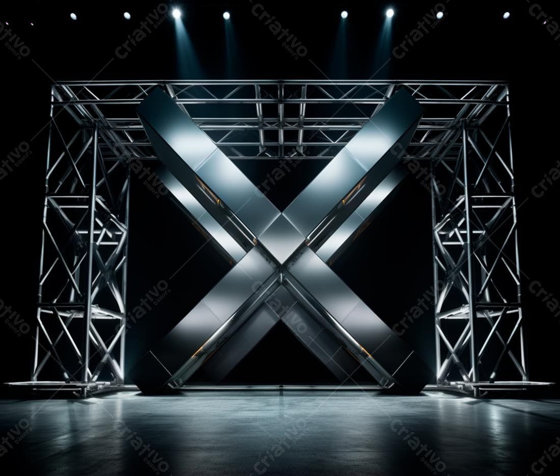Estrutura metálica em X palco escuro