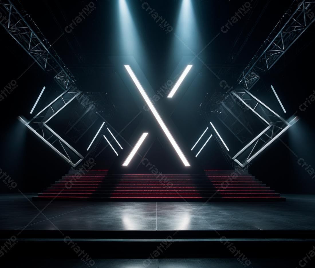Palco futurista com iluminação neon