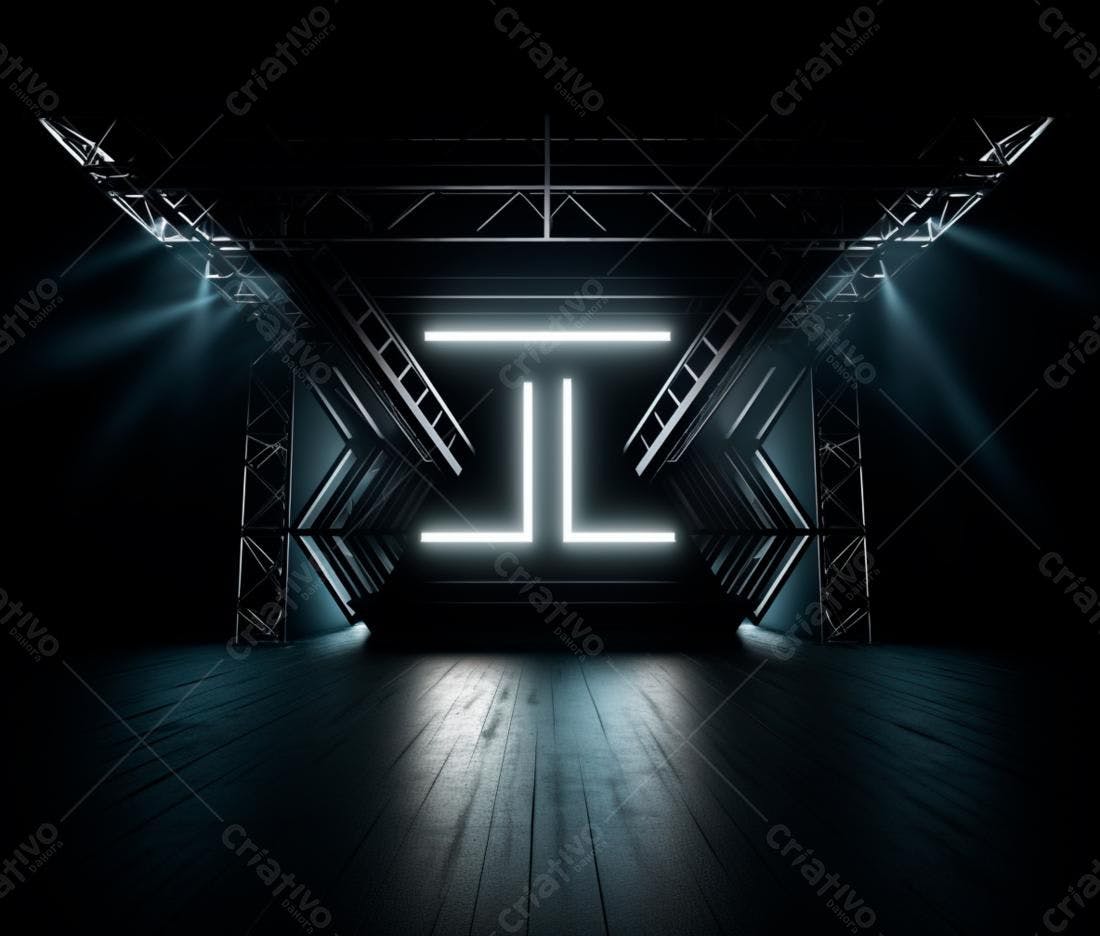 Palco Escuro com Iluminação Neon