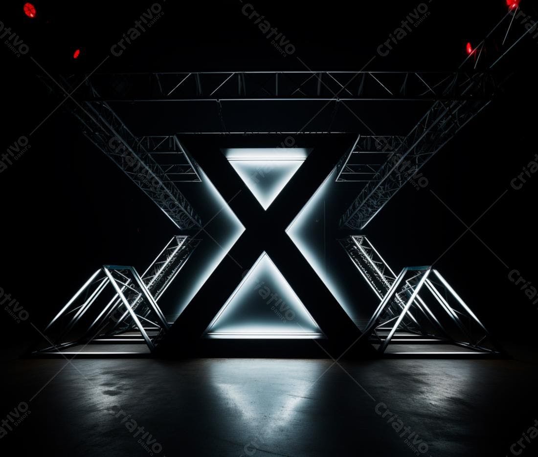 Instalação artística com iluminação neon em X