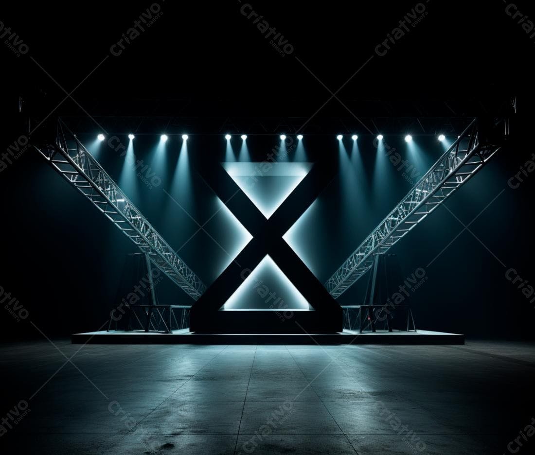 Palco com iluminação dramática e letra X