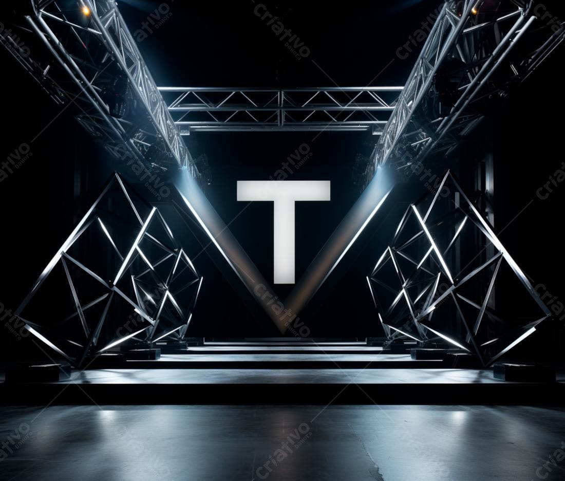 Palco com estrutura metálica e letra T