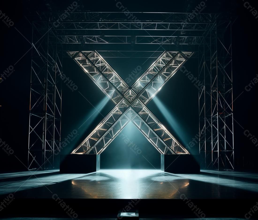 Estrutura metálica em X palco iluminado
