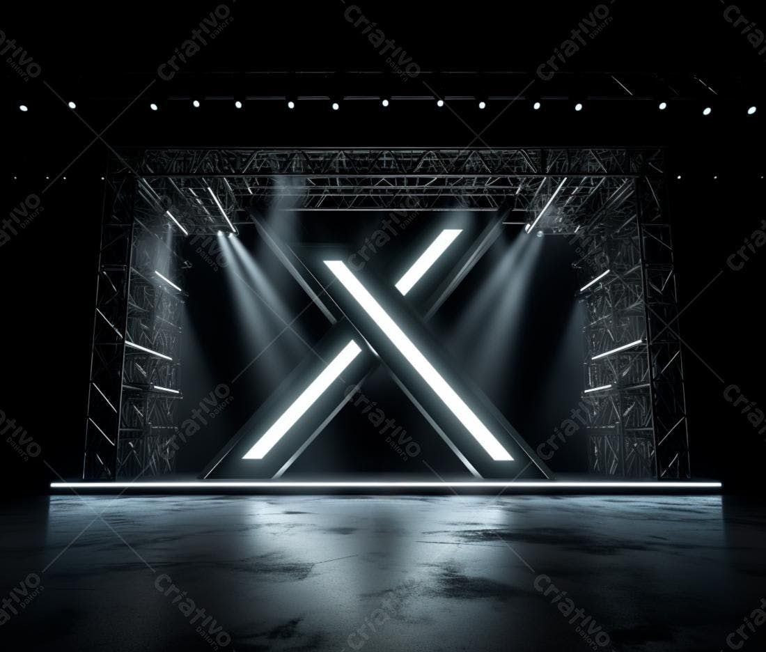 Palco com iluminação futurista em preto e branco
