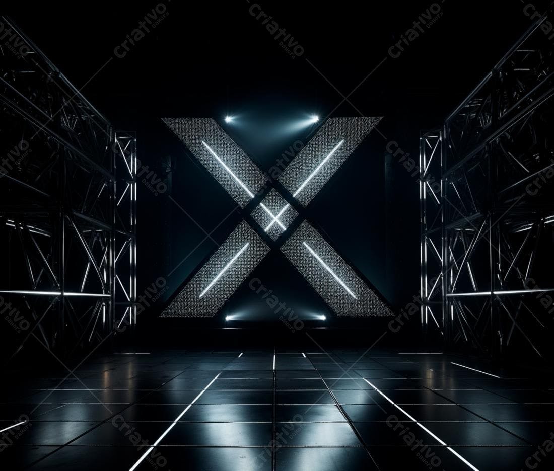 Palco iluminado com estrutura metálica