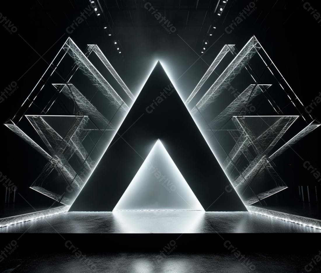 Palco futurista com iluminação em triângulo