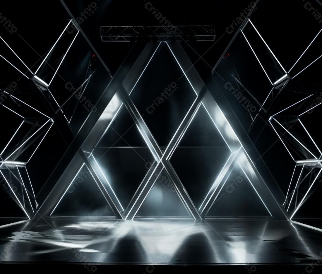 Palco futurista com iluminação neon