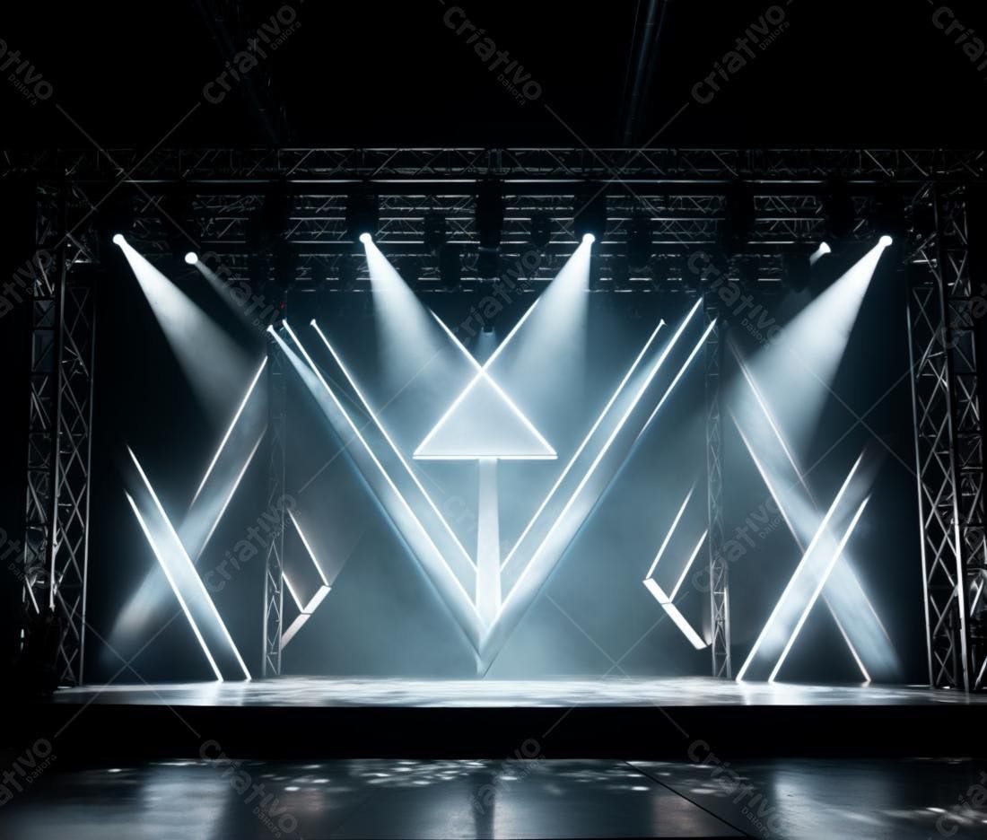 Palco iluminado com design geométrico moderno