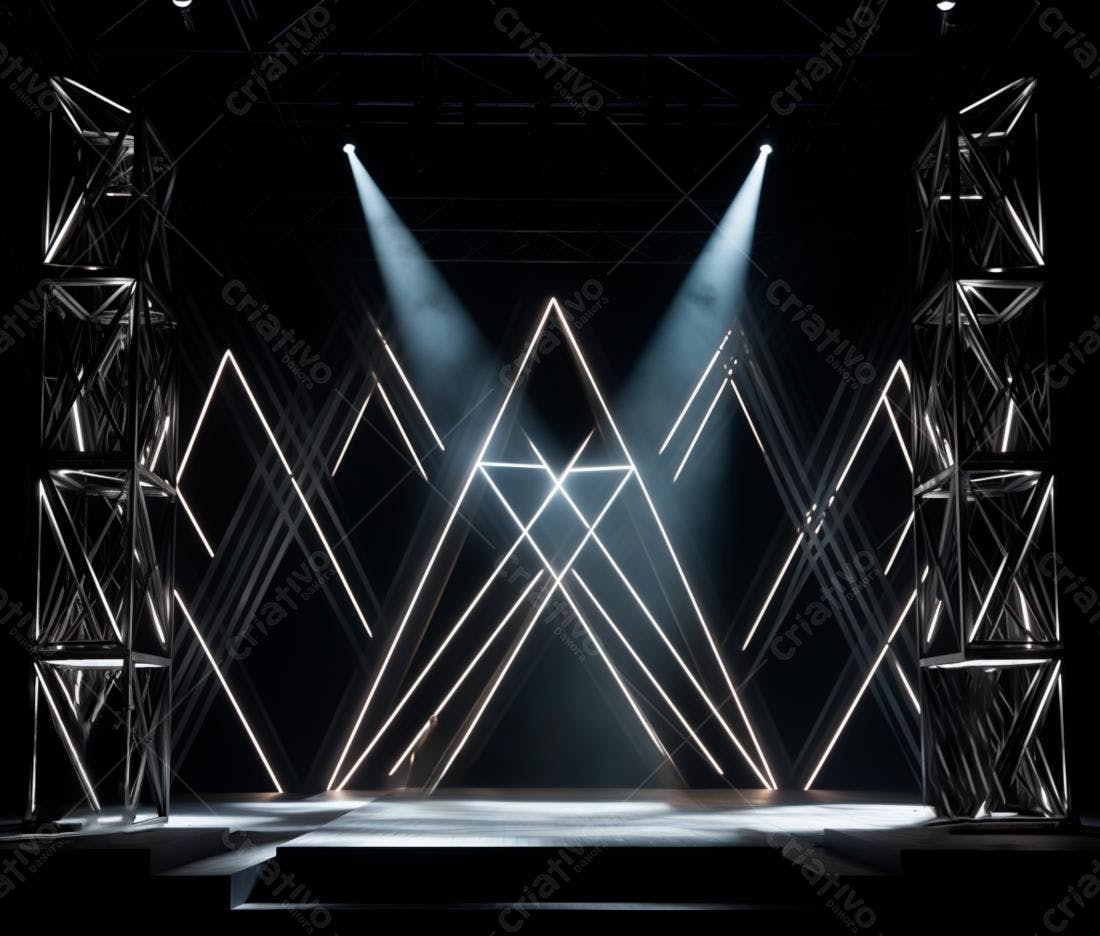 Palco com iluminação moderna e estrutura metálica