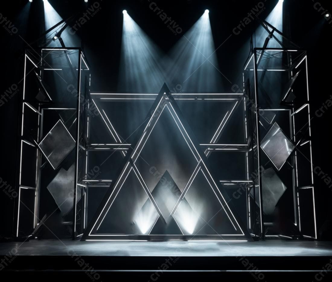 Palco com estrutura metálica iluminada