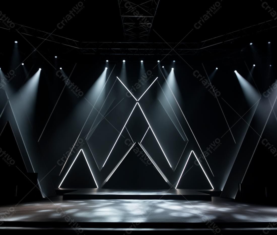 Palco iluminado com design geométrico