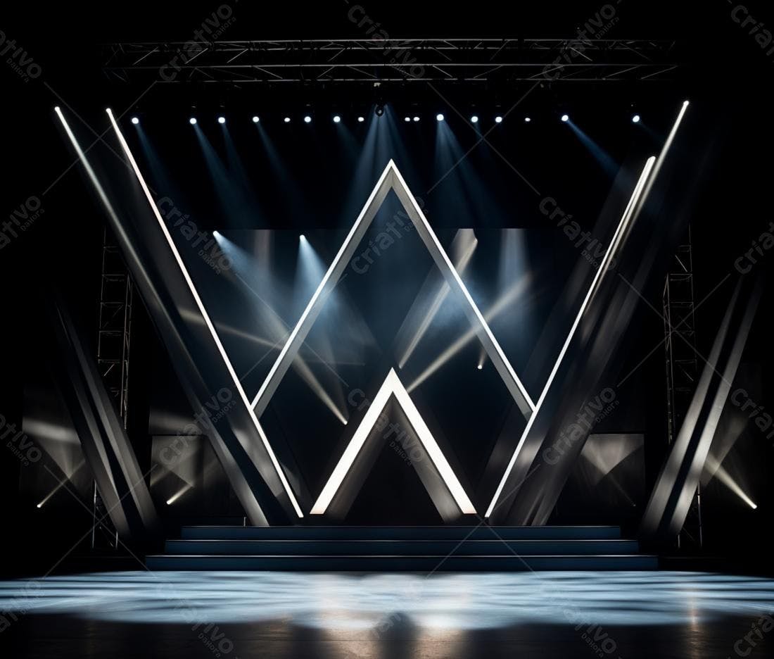 Palco iluminado com design geométrico moderno