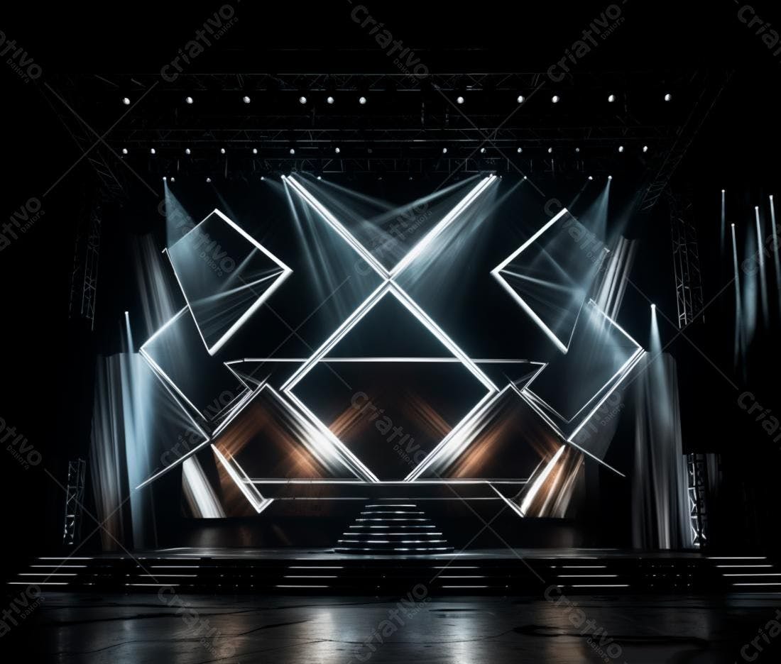Palco iluminado com design geométrico