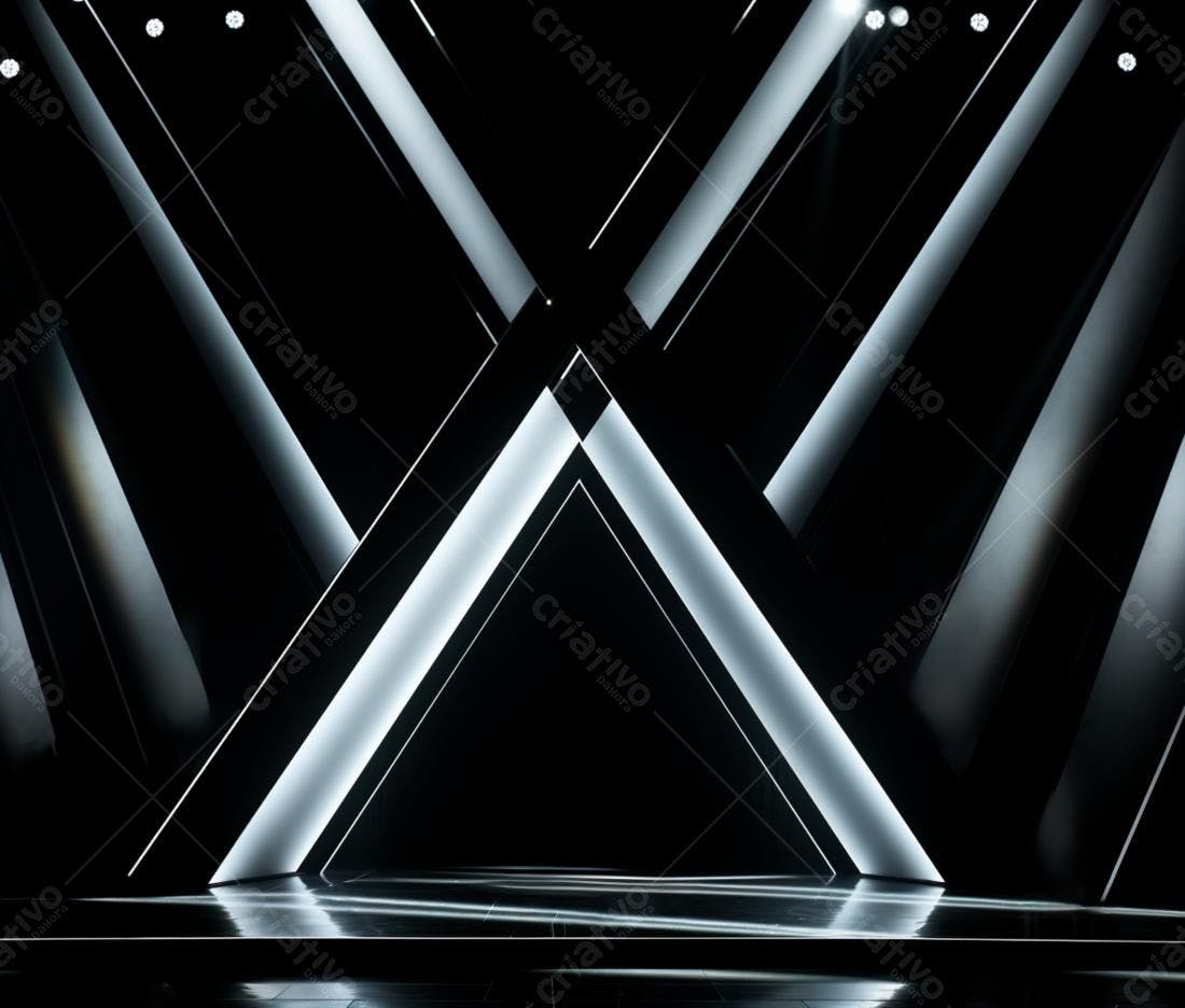 Palco Moderno Preto e Branco Iluminado