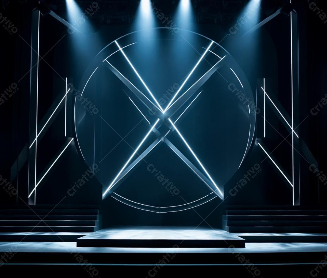 Palco com iluminação neon azul