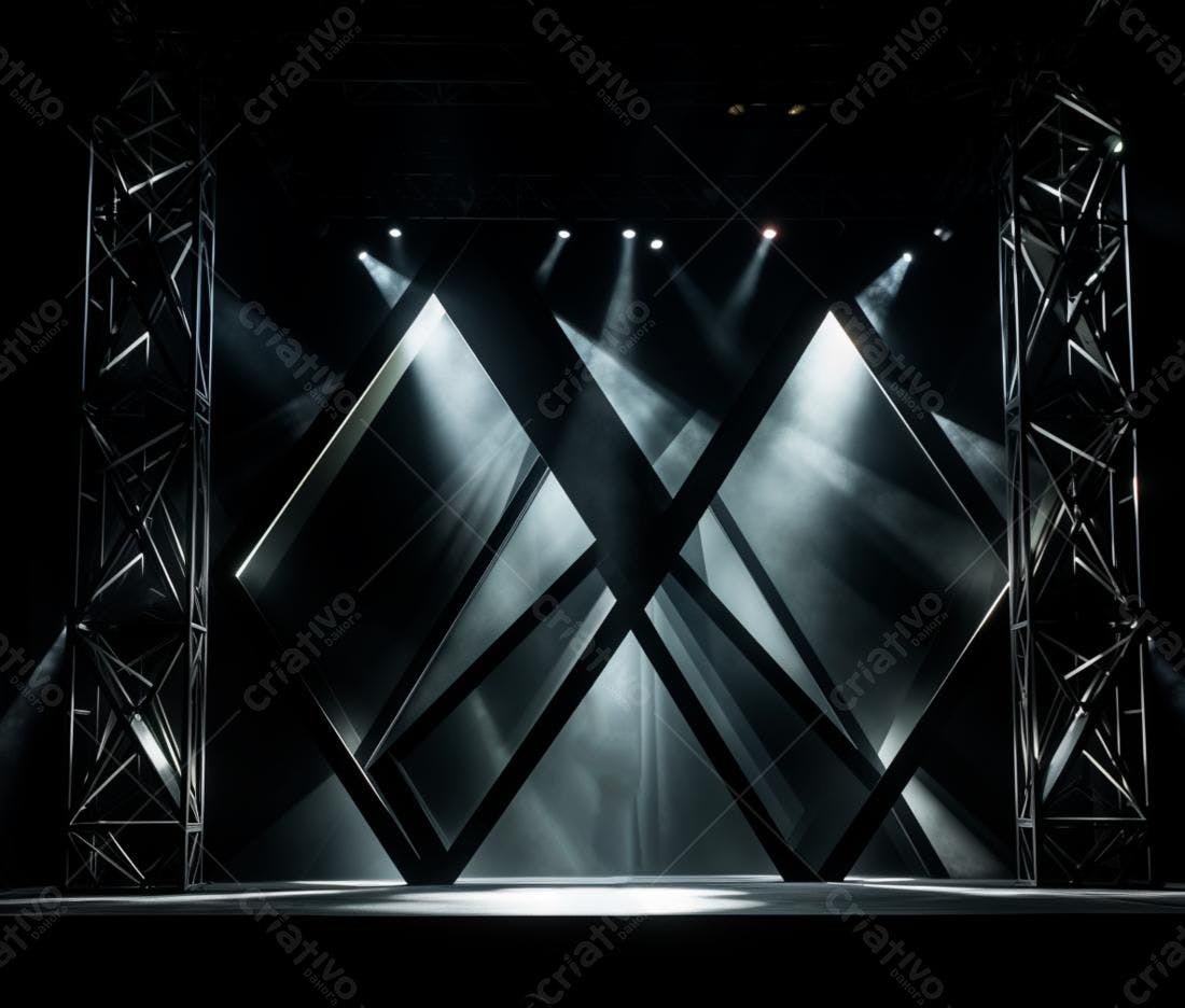 Palco Escuro com Estrutura Geométrica
