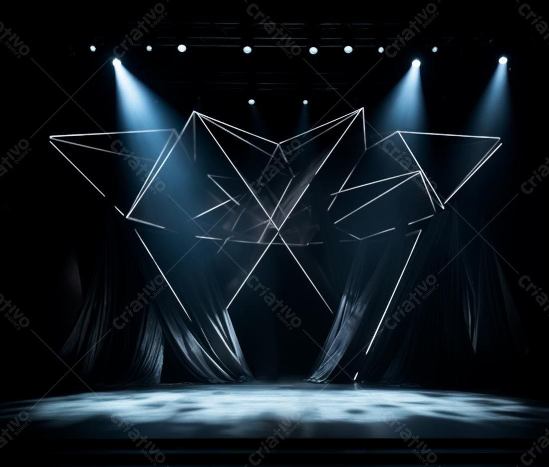 Palco iluminado com estrutura geométrica