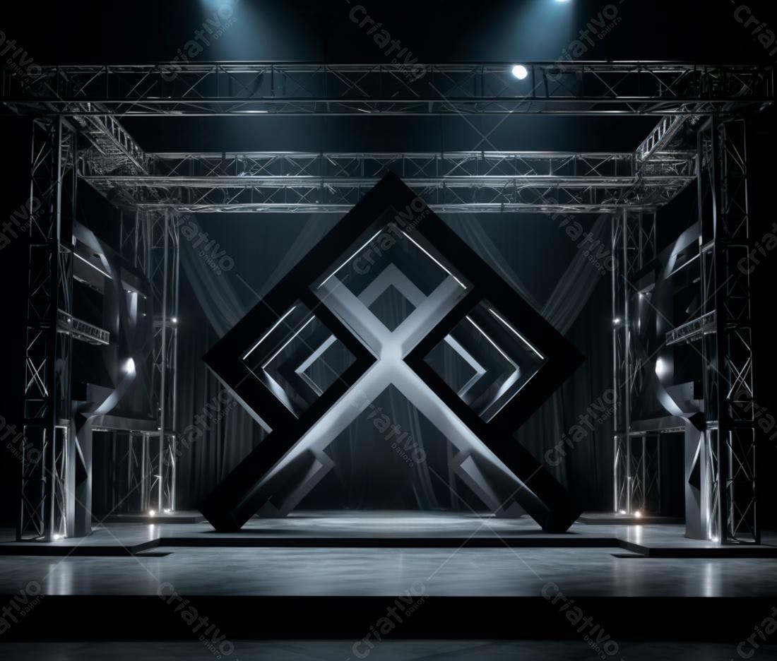 Palco minimalista com estrutura geométrica