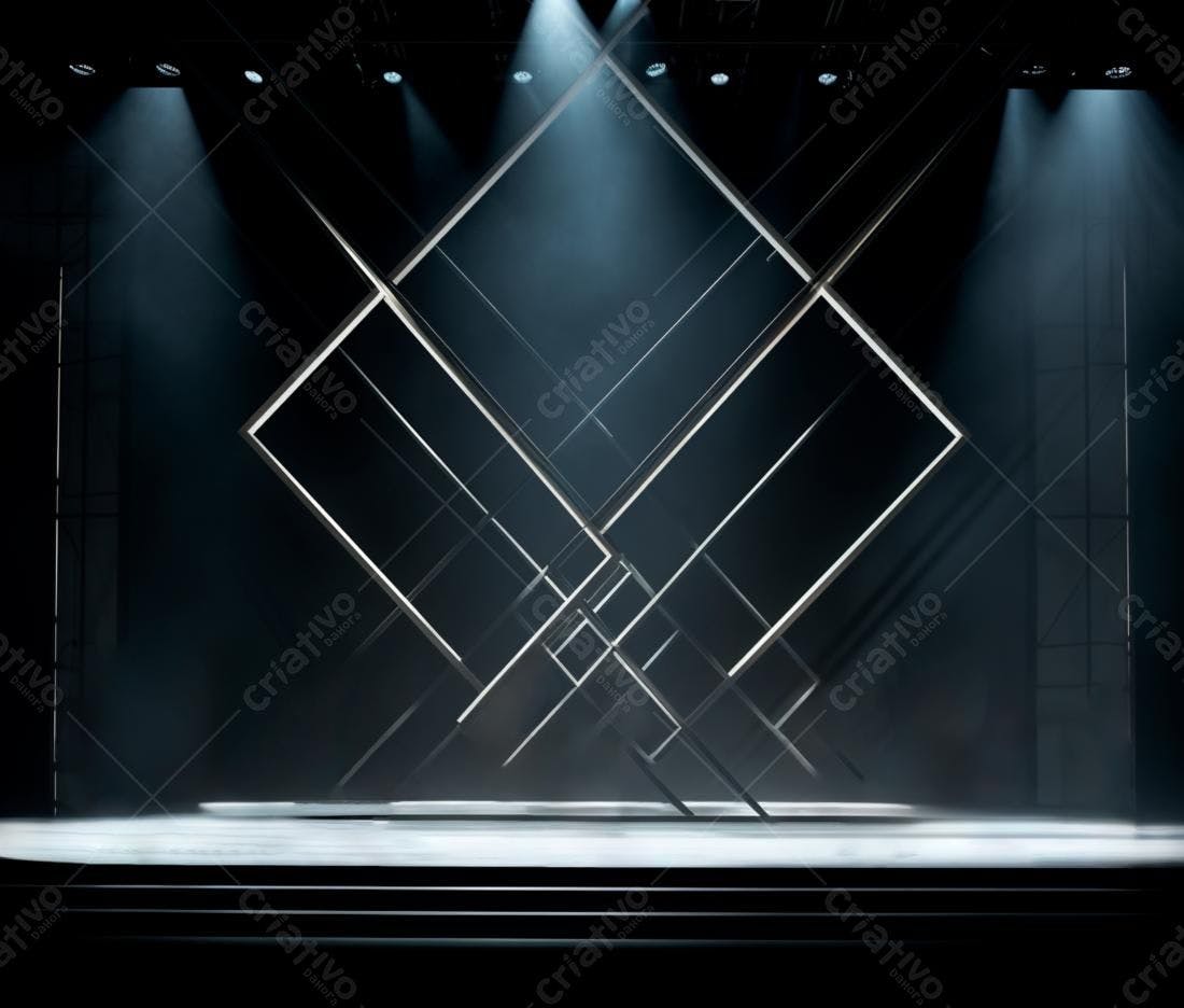 Palco com estrutura metálica geométrica