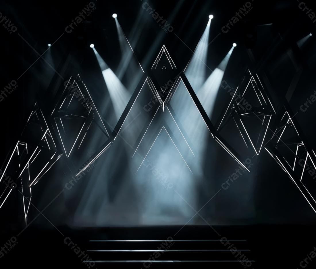 Palco iluminado com estrutura geométrica