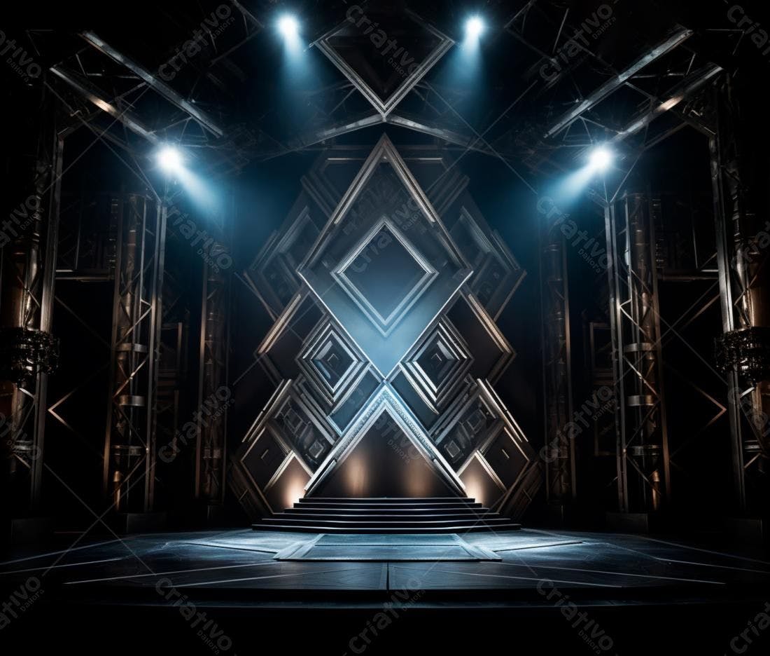 Palco de teatro moderno com iluminação dramática