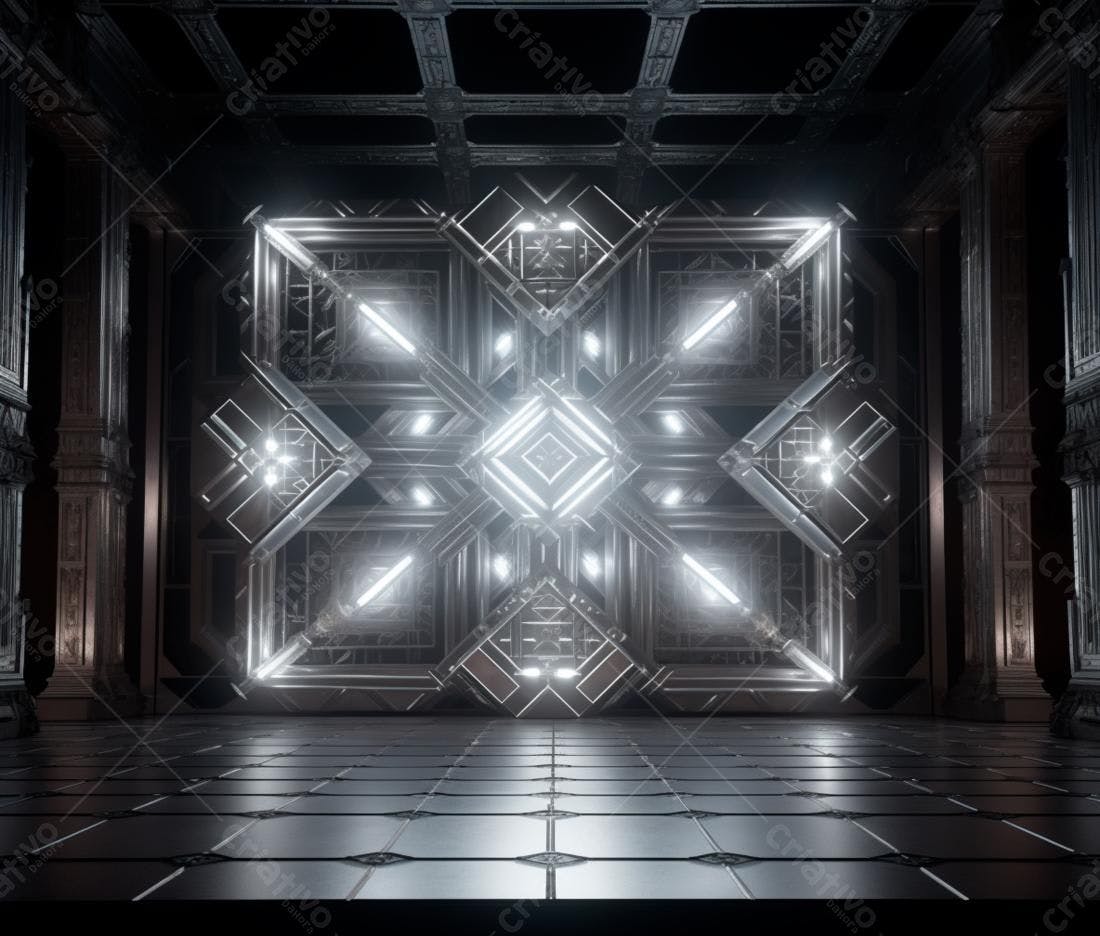 Painel metálico luminoso em ambiente clássico