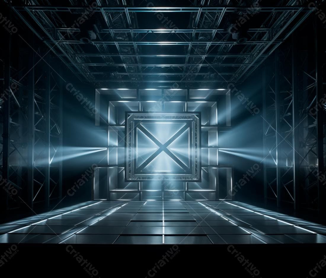 Estrutura metálica iluminada palco futurista